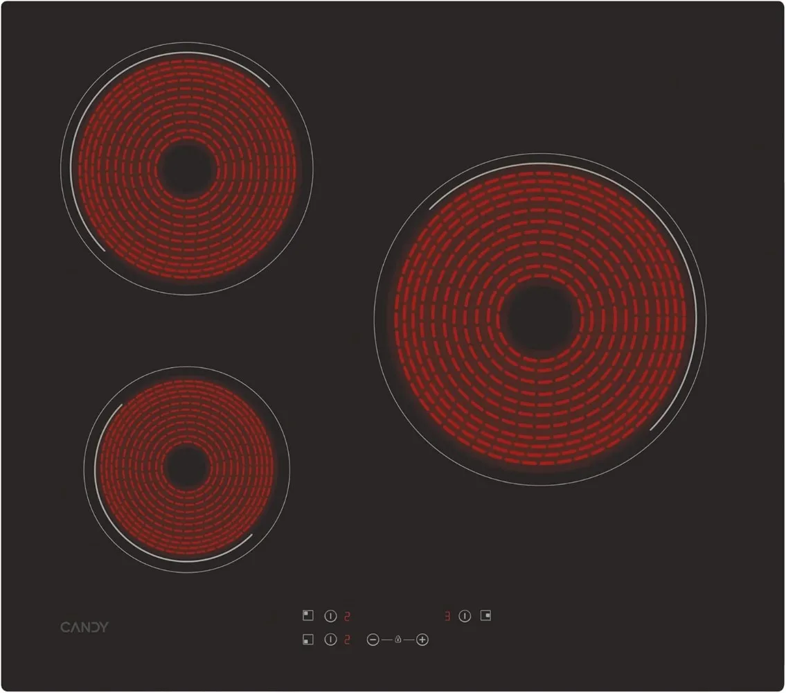 Timeless CH63CC/4U2, Placa Vitrocer Alder, 3 Zonas, 60CM, 10 Niveles de Potencia, 5,5KWMandos Centrales, Bloqueo de Segurid