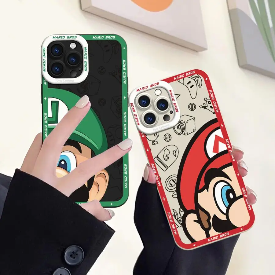 Etui na telefon M-Mario Cartoon Cover do Apple iPhone 13 16 15 Pro Max 14 13 Pro 11 12 14 Plus Silicone Soft