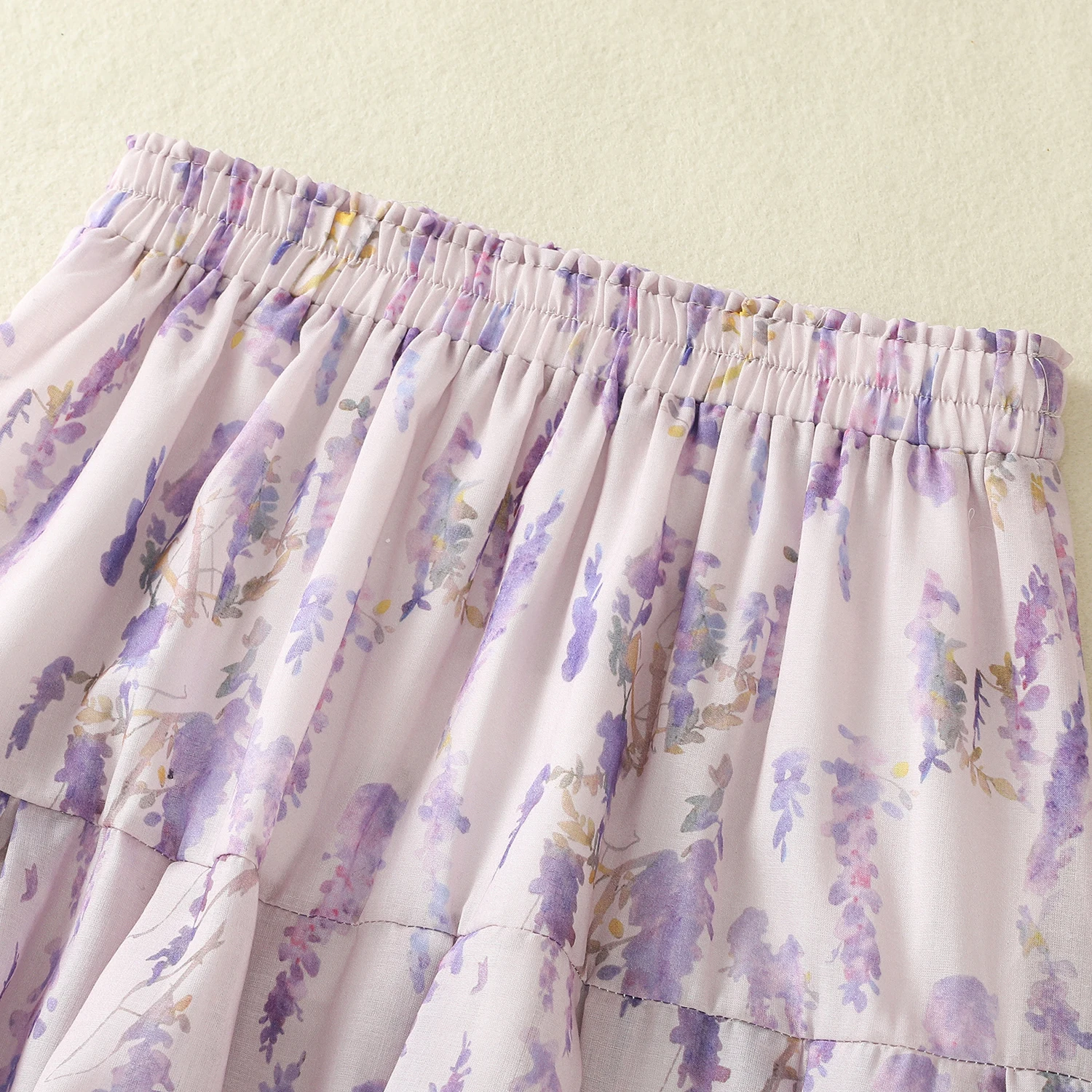 الربيع الصيف الأزهار طباعة المتدرج الأرجواني القطن التنانير النسائية مرونة عالية الخصر ألف خط ميدي تنورة طويلة عطلة الشاطئ بوهو تنورة