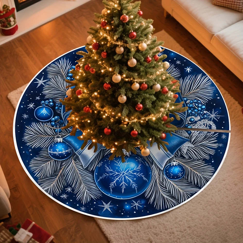 VIKAMA 2025 تنورة شجرة عيد الميلاد، تصميم السماء المرصعة بالنجوم ورجل الثلج، ديكور عطلة داخلي/خارجي لعيد الميلاد والهالوين