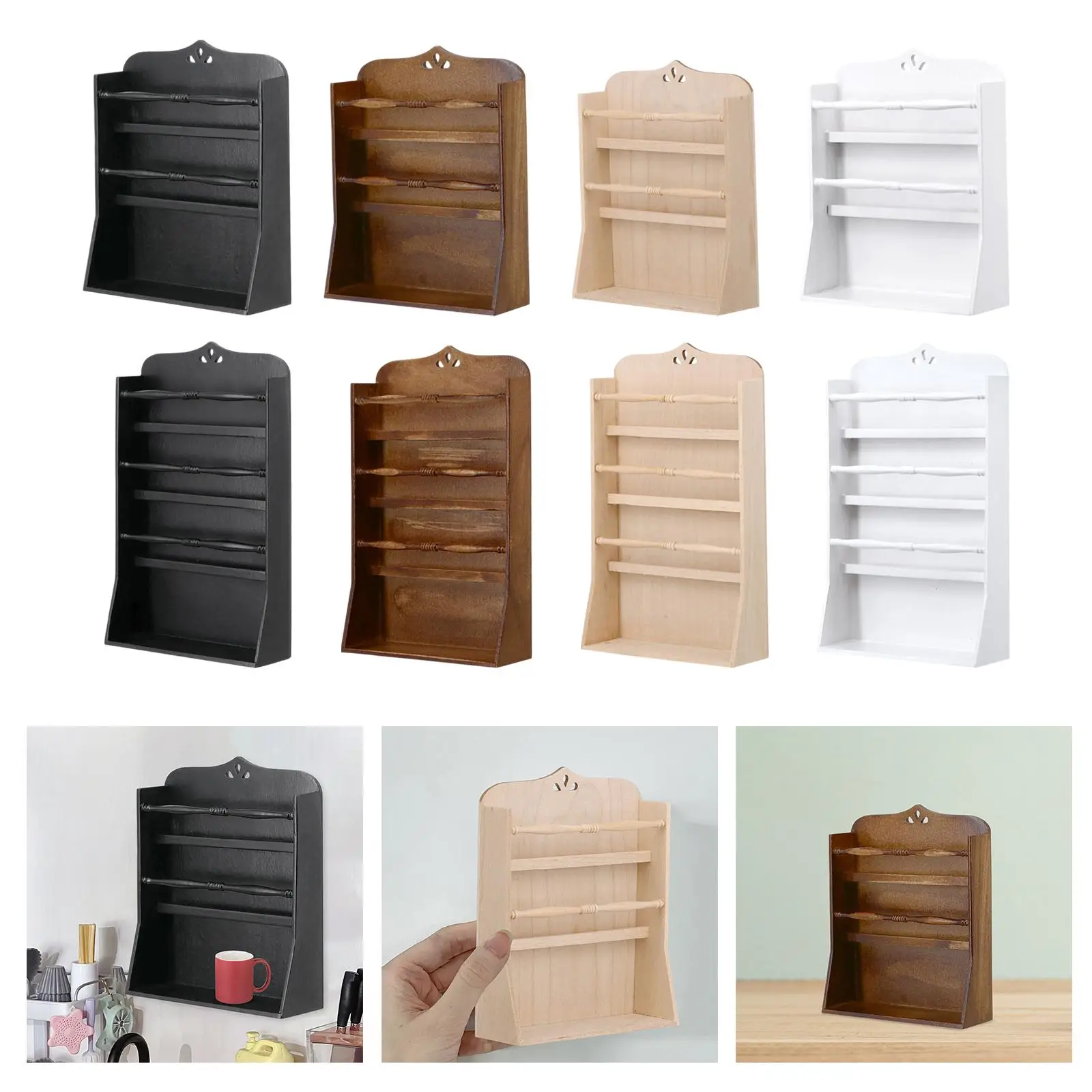 

Dollhouse Cabinet Bookcase Furniture Display Shelves for 1:6 Doll Accessories DIY Projects