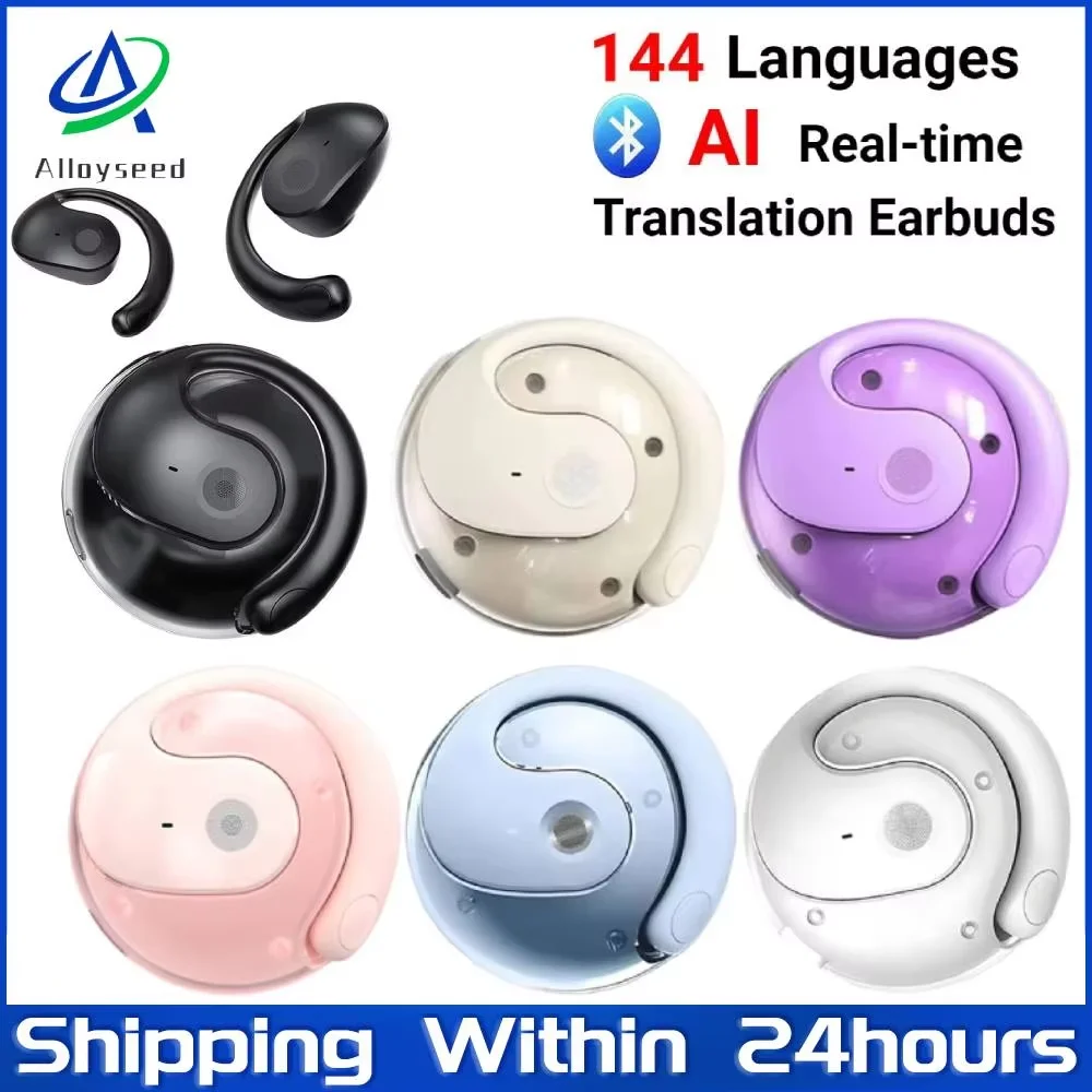 

Wireless BT5.3 AI Real-time Language Translation Earphones 144 Languages Ear Hanging Headphone Translator for Travel Business