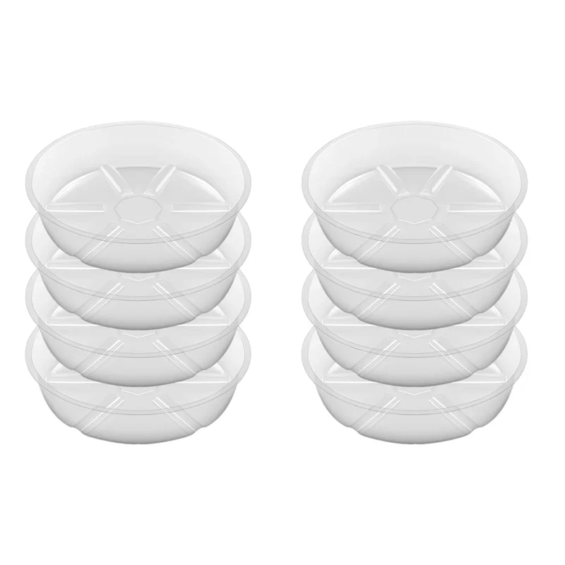 

A23P 8 Pack Clear Plant Saucer 12 Inch Plastic Plant Saucers Durable Thicker Plant Tray Flower Pot For Indoor Outdoor Garden