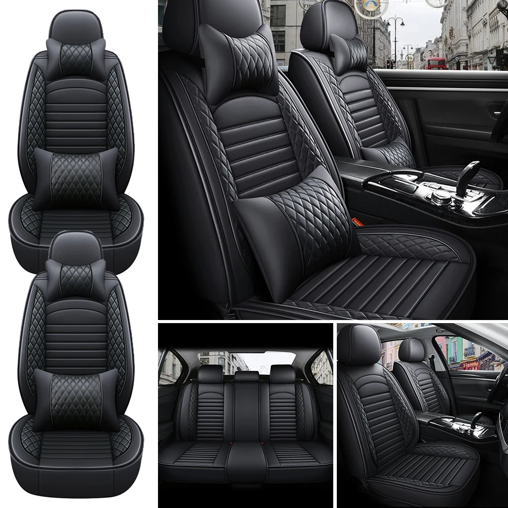 5-Seats PU Leather Universal Car Seat Covers Full set Front Rear Seat Cushion Anti-scratch Protection For Sedan SUV Seat