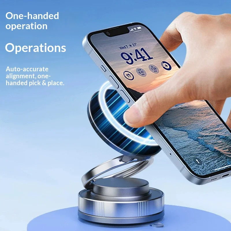 

Strong Adsorption Magnetic Phone Holder Car Mount Suction Cup 360° Foldable Vacuum Bracket Stand Navigation Universal Holder