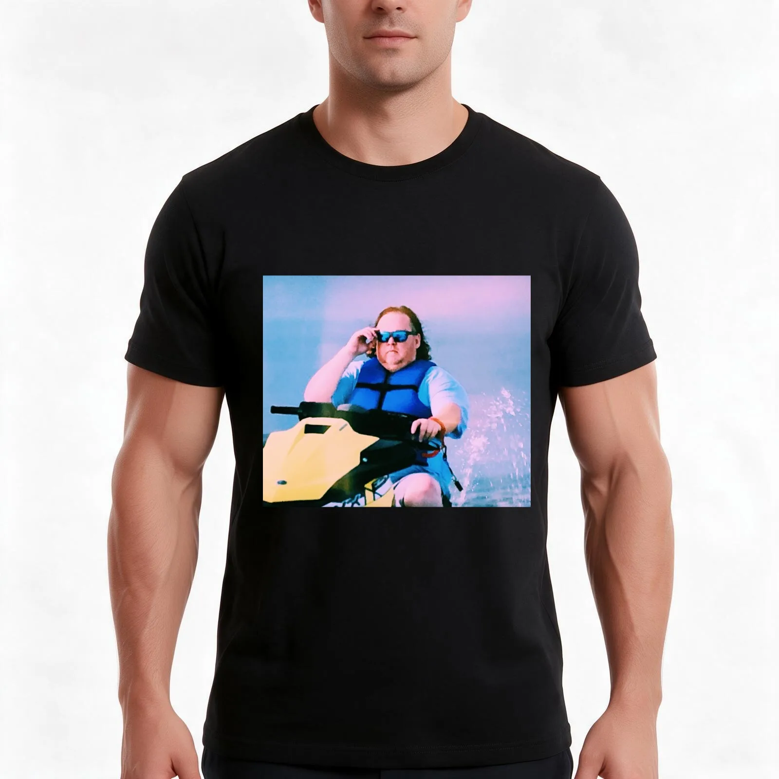 James Garretson Riding a Jet Ski T-Shirt, Summer Casual Cotton Tee, Oversized Streetwear Tops, Vintage Graphic Print