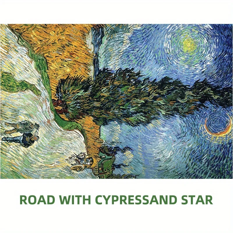 150pcs Mini Test Tube Puzzle Road with Cypress and Star Van Gogh Famous Painting Educational Game Home Decor Festival Gift