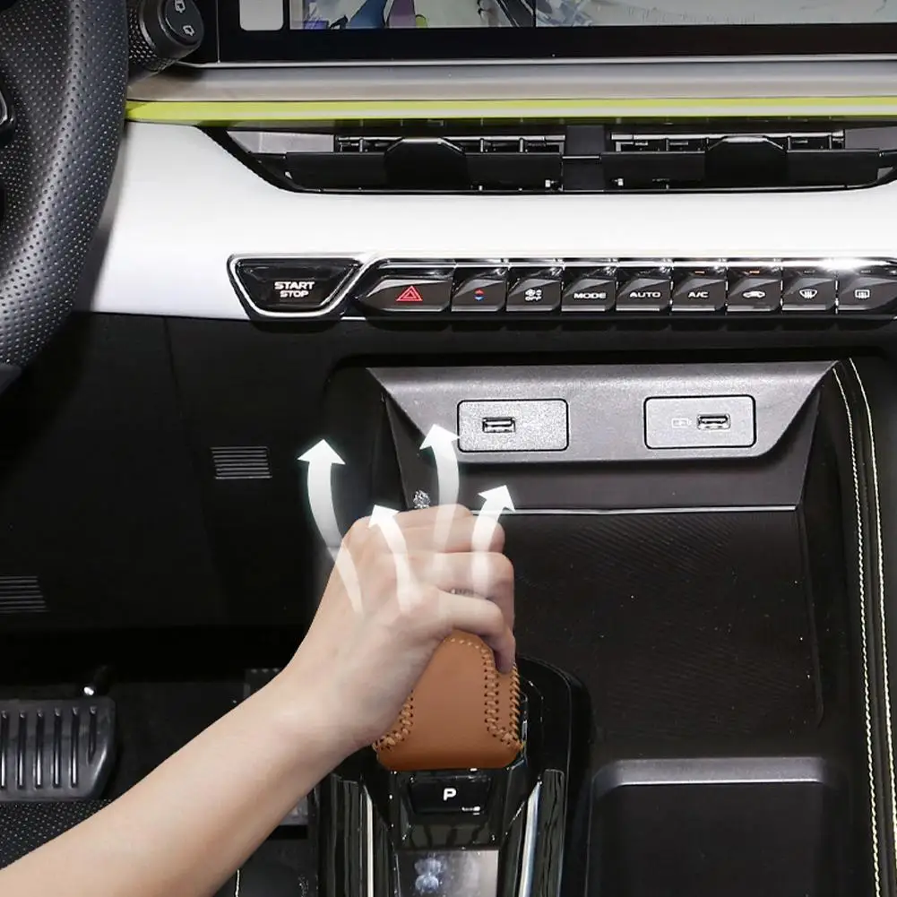Collar Leather Car Gear Lever Cover For Geely Coolray Sx11 2022 2023 2024 Shift Knob Protector Pad Decoration Auto Modify Kit