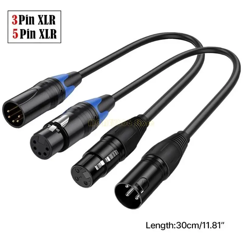 F62C 30cm XLR 코드 3 핀 남성/여성 ~ 5 핀 여성/남성 연결 와이어 라인