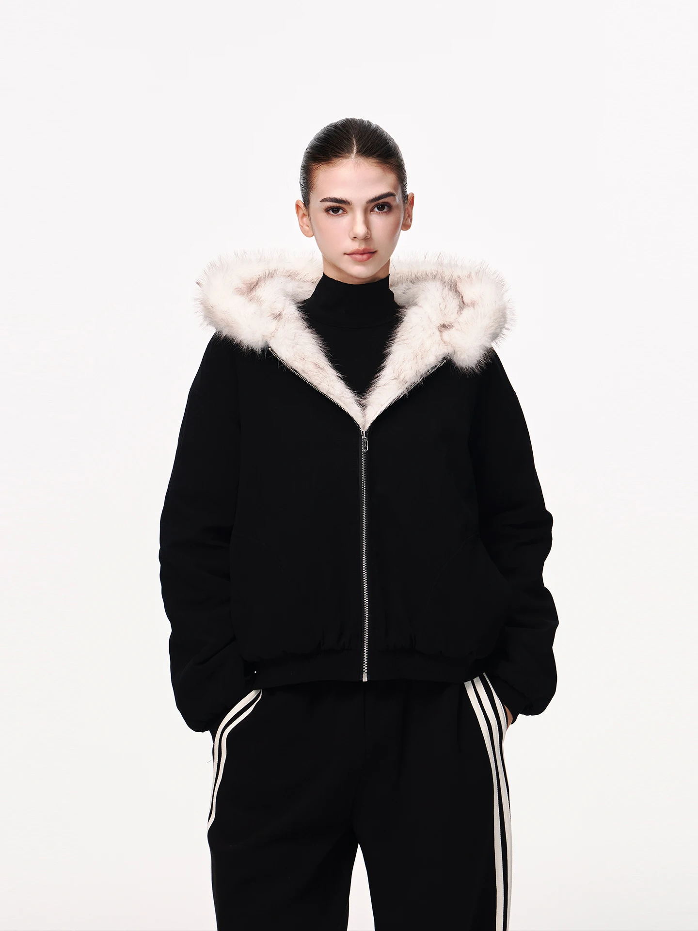 

Женская толстовка JLAUNT с капюшоном, хлопковая, с меховым воротником, в американском стиле, утепленная, с длинными рукавами