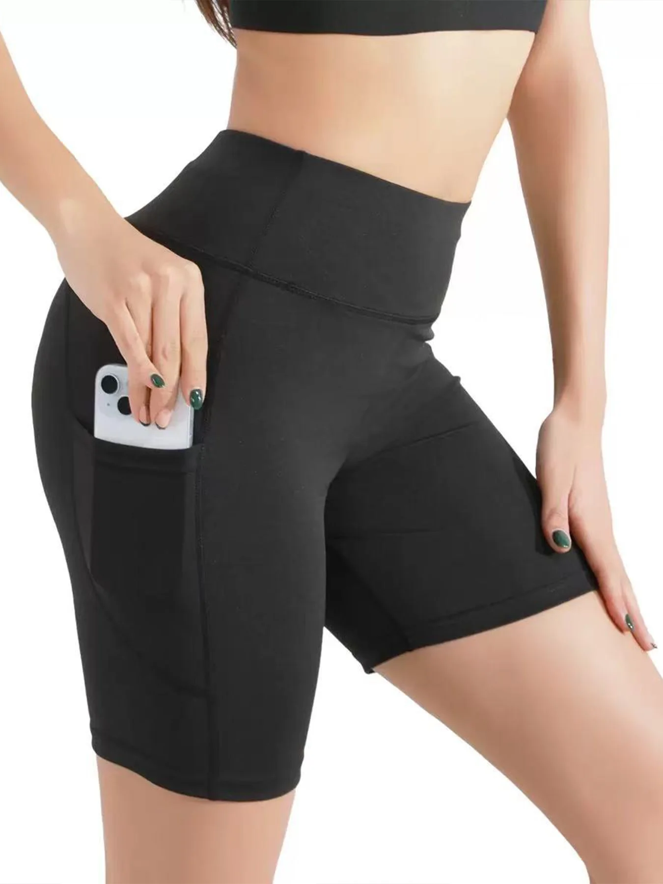 

High-Waist Pocket Yoga Shorts for Women Tight Fit Butt Lifting Fitness Running Sports Shorts Outdoor Exercise Clothing