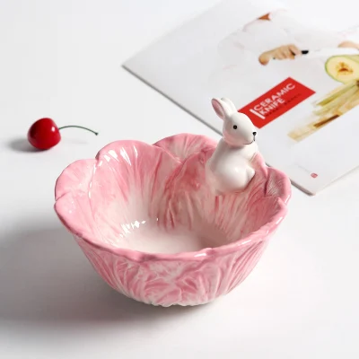 Creative Tableware Cartoon Rabbit Bowls Cute Instant Noodles Bowls Ceramic Bowls Household Dishes Dishes Dinner Bowls Tableware