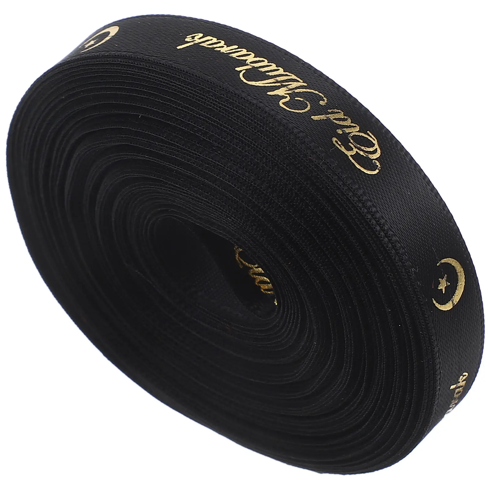 1 Roll Elegant Moon Star Polyester Ribbon for Ramadan Eid Wrapping Wreath Making Floral Decor Holiday Craft Supplies Islamic