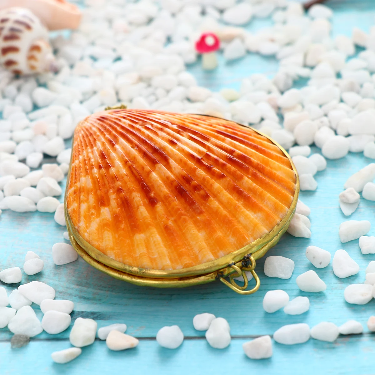 

6cm Natural Shell Jewelry Box Sea Style Scallop Ring Earring Storage Organizer Ideal for Proposal Wedding Birthday Anniversary
