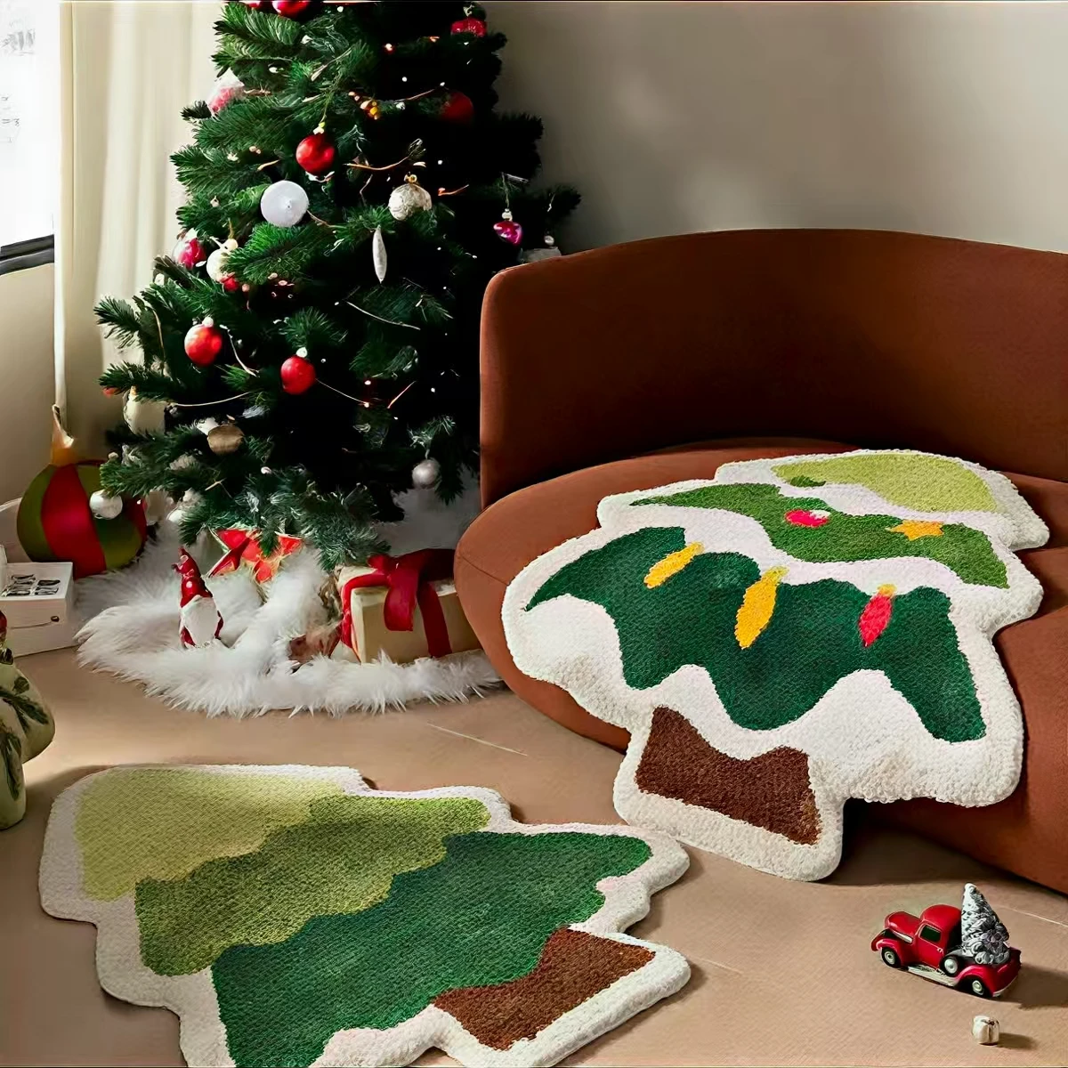 Christmas Tree Floor Mat, High-value Absorbent Carpet, Bathroom, Bathroom Non-slip Floor Mat, Personalized Door Change Insole