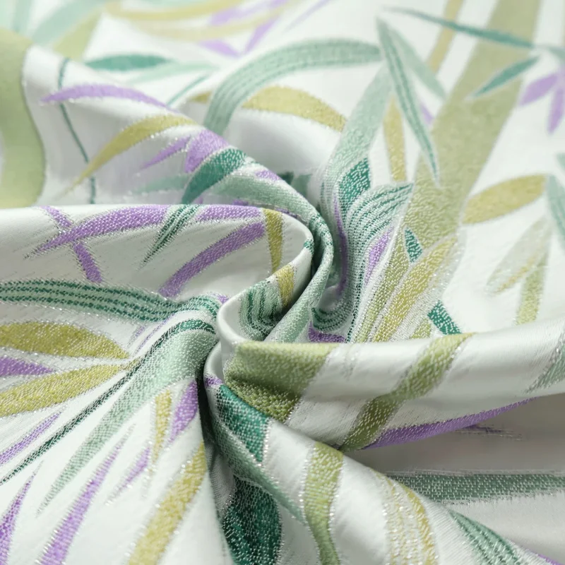 Sewing Thread In Textile - White Bamboo Leaf Silver Thread Jacquard