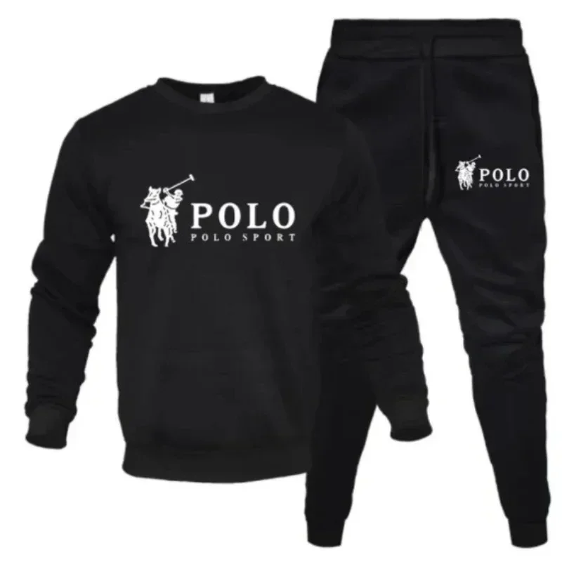 

Men's autumn and winter sets of round-neck sweatshirts and jogging pants autumn and winter fashion outdoor fitness and casual