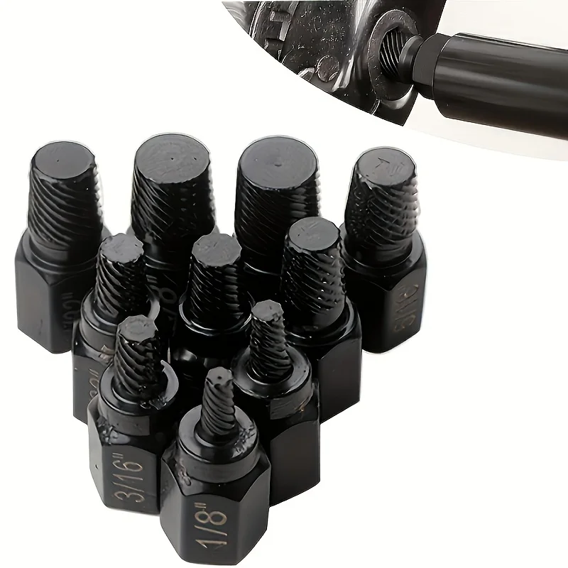 

10Pcs Damaged Screw Extractor Drill Bit Set For Nuts Bolts Hex Head Easy Out Bolt Extractor Spiral Broken Screw Remover Tool