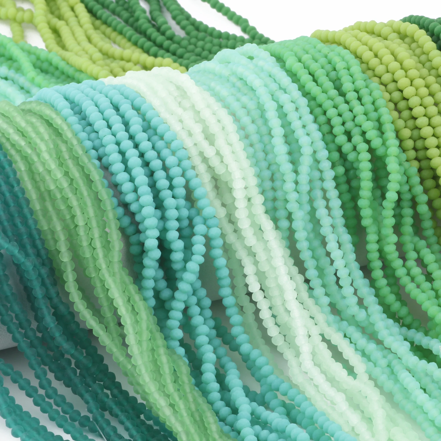 165pcs 2x3mm Matte Green Faceted Crystal Rondel Beads Round Spacer Glass Loose Beads for Jewelry Making DIY Bracelet Necklace