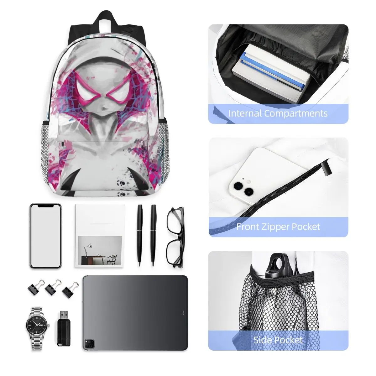 Spider Ghost Lightweight 15-Inch Backpack - Versatile and Stylish Bag for School, Travel, and Daily Use