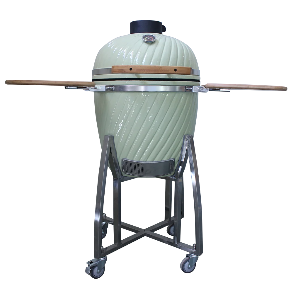 Auplex 20-Inch Ceramic BBQ Rotisserie High Quality Kamado Barbeque Smoker Grill Stainless Steel Porcelain Enamel Finish Premium