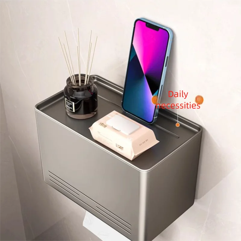 

Bathroom multi-functional high-value storage rack Bathroom gun ash wall-mounted paper towel holder paper towel box