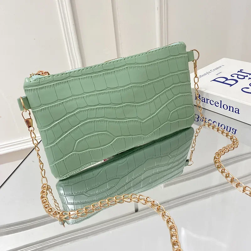 Bolsa Crossbody de ombro único para mulheres, crocodilo, bolsa elegante, carteira móvel, nova moda