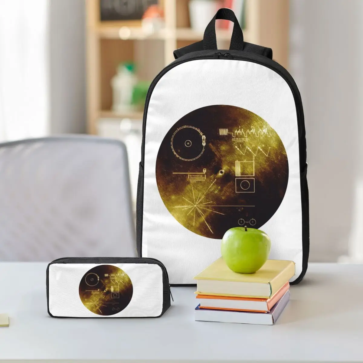 The Voyager Golden Record! Backpack Student BookBag School Bag Shoulder Bags 3ps Insulated Lunch Bag Pencil Case