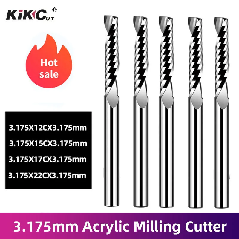

1 шт. 3,175 мм спиральная фреза с одной канавкой для станков с ЧПУ, фреза из карбида акрила