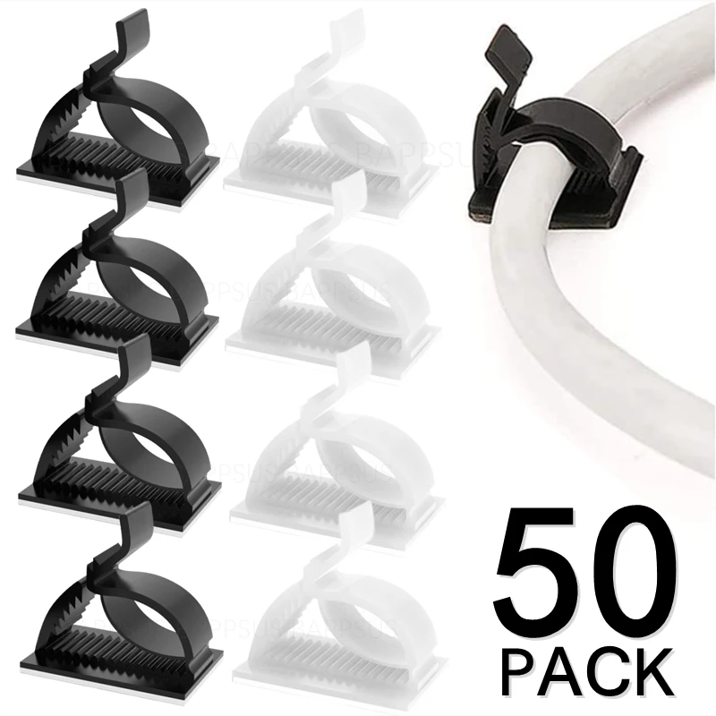 Universal Adjustable Desk Multipurpose Self-Adhesive Cable Clips Wire Clamps Cord Holders Desk Cable Management Home Office Car