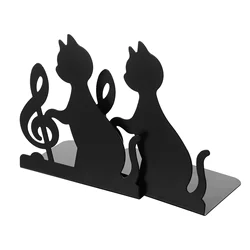 Soporte de estantería para libros, decoración de sujetalibros de gato negro, estantes de decoración de oficina, soporte antideslizante