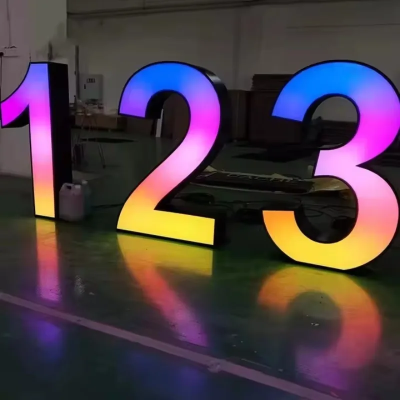 Custom Factory Waterproof Acrylic RGB Light Emitting Diode Electronic Logo Multi-Color Change Birthday Decorations with Giant