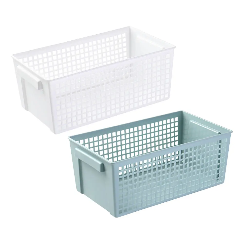 

2Pcs Plastic Storage Basket Mesh Box for Clothes Towel Soap Makeup Toys ganizer Bathroom Kitchen Bedroom PP Material Multi