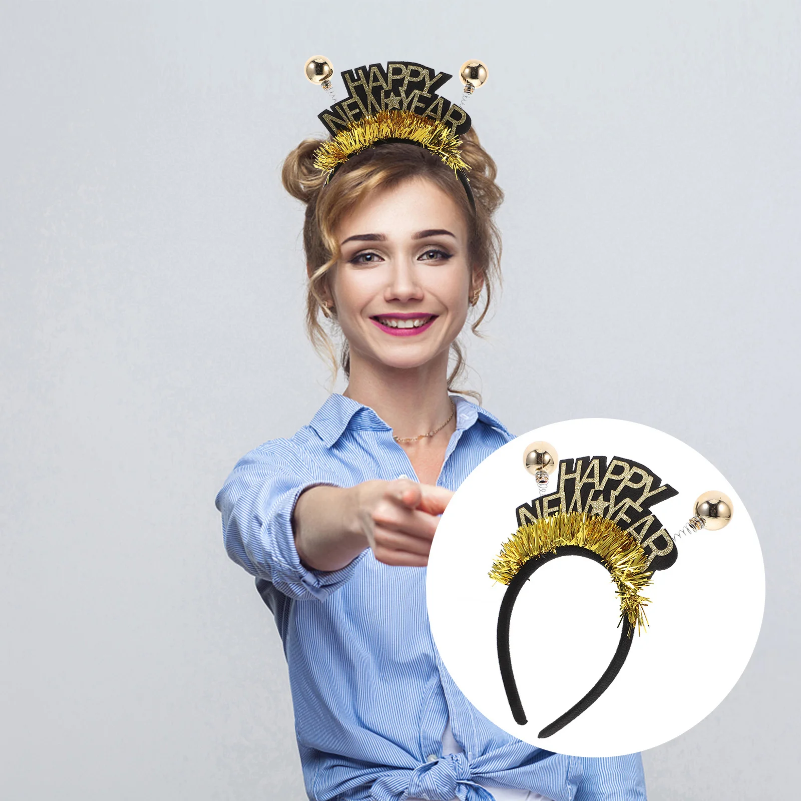 

Happy New Year Headband Tiara 2025 New Years Eve Party Hair Accessories Glitter Sparkly Headpiece Holiday Party Favor