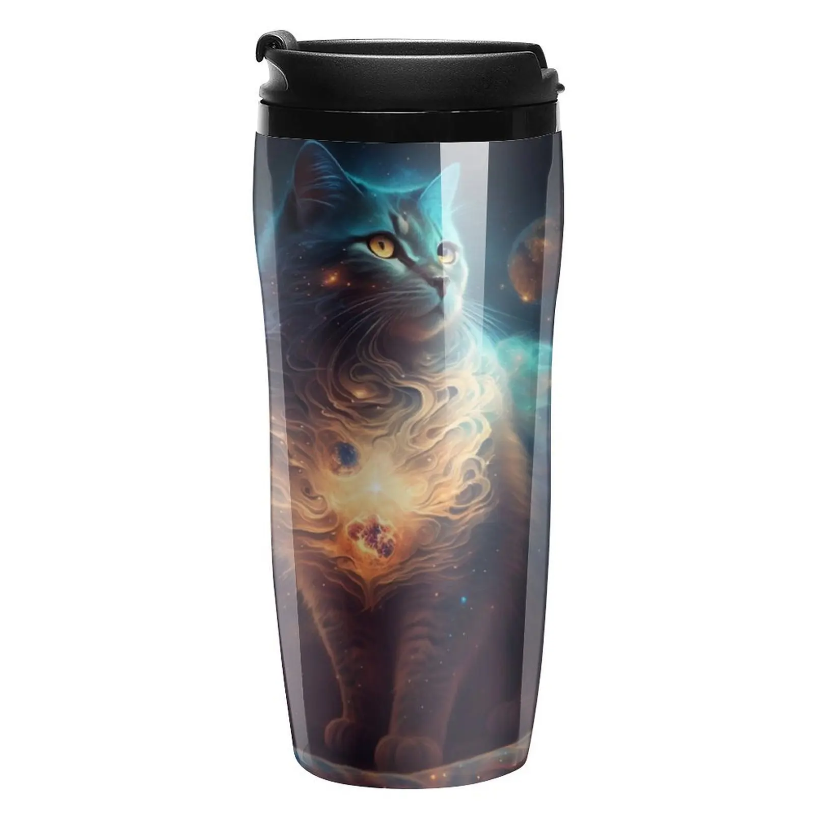 A Painting Of A Cat Coffee Mug to Go Abstract Animal Leakproof Cold and Hot Water Bottle Beach Personalized 350ml Plastic Cup