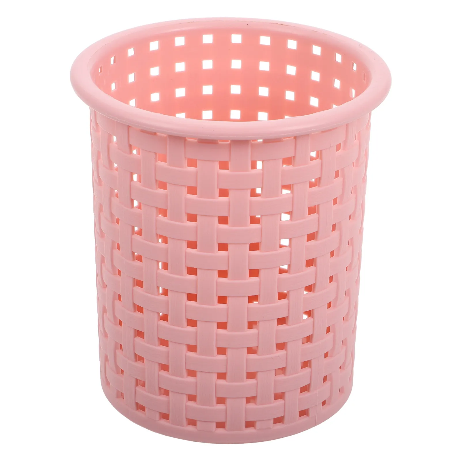 Creative Faux Rattan Pen Holder Plastic Pencil Cup Desk Organizer Cute Stationery Storage Holder for Office Students