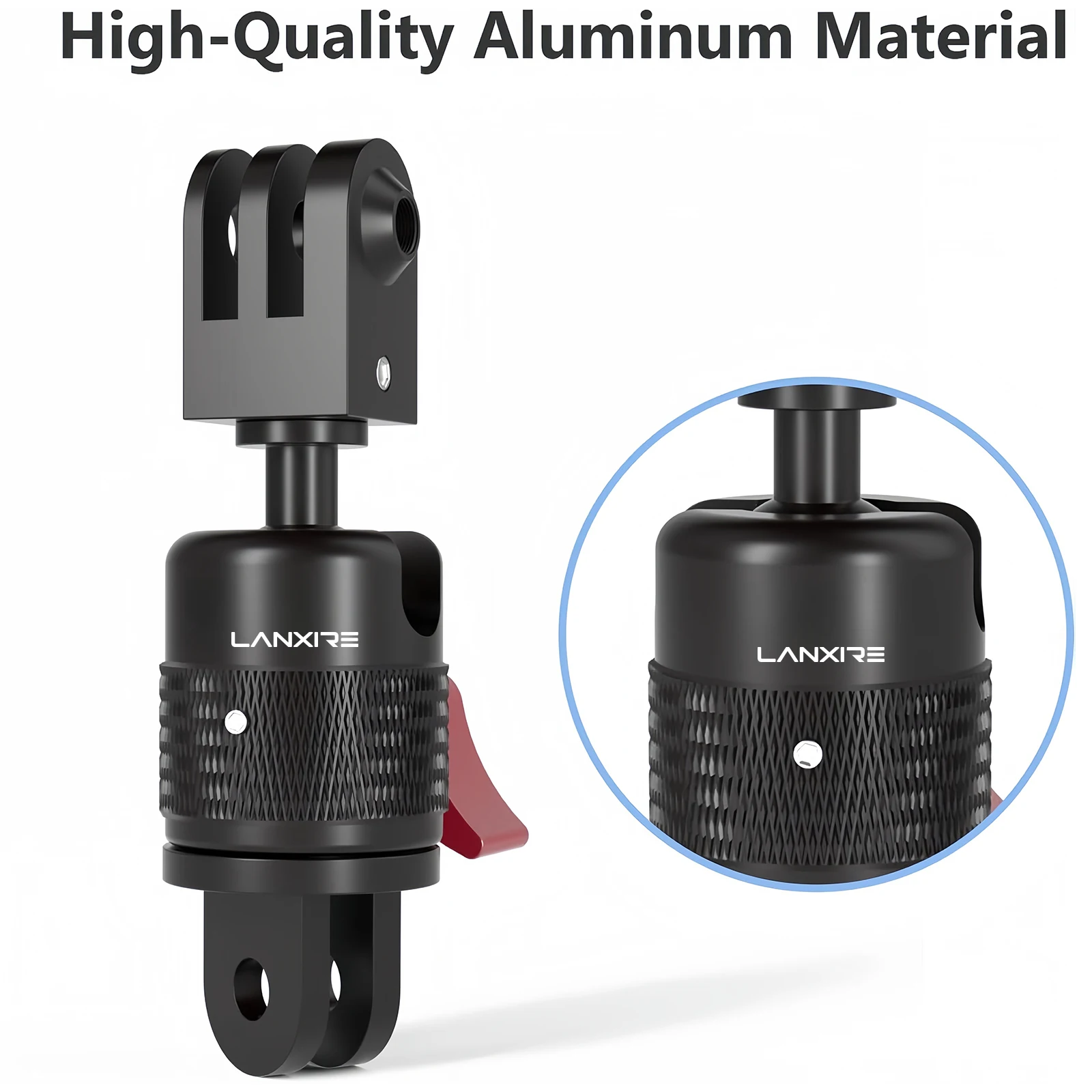 Lanxire 360° Adjustable Camera Mount for GoPro Hero 5-13/DJI Osmo Action 3/4, Vertical Tripod Adapter, Bracket for Action Camera view 5