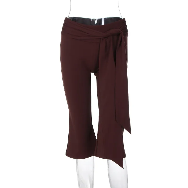 Casual Solid Color Fashion Slim-fitting Stitched Cropped Pants