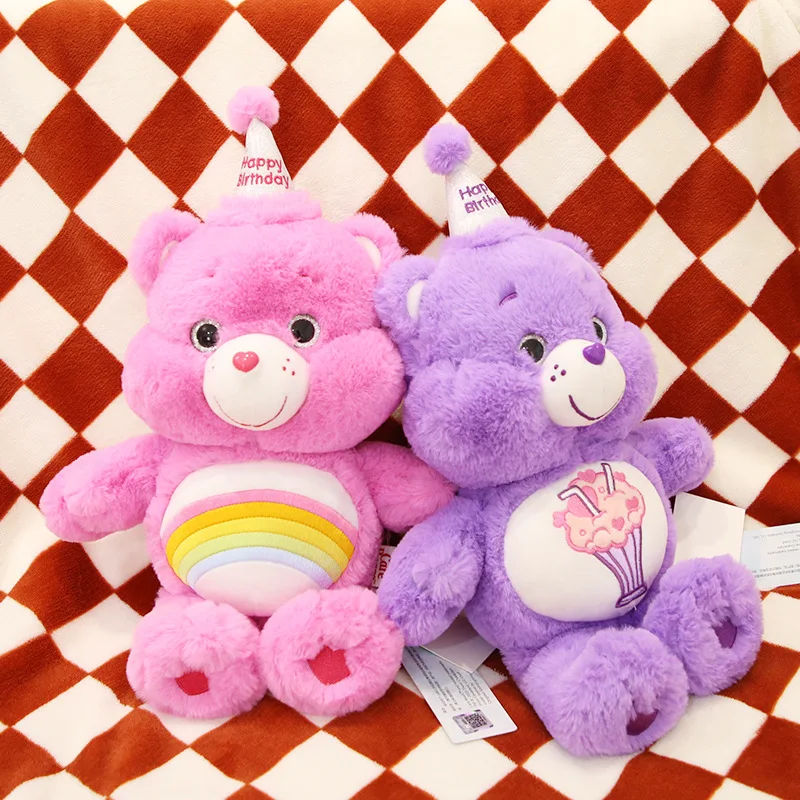 33cm Genuine Carebears Happy Birthday Series Colorful Bear  Plush Doll Comfort Toy Children's Birthday Gift