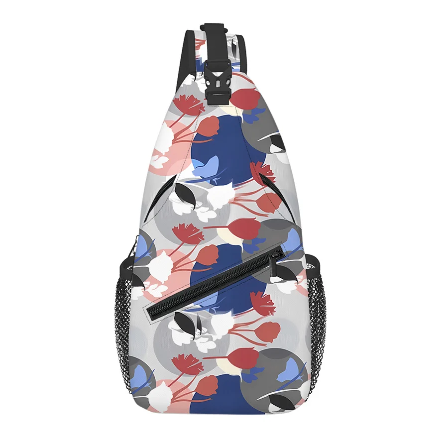 Flower Branch Pattern Chest Bag Boy/Girls Best Gift 2D Cartoon Large Capacity Sports Leisure Fashion Fitness Bag for Children
