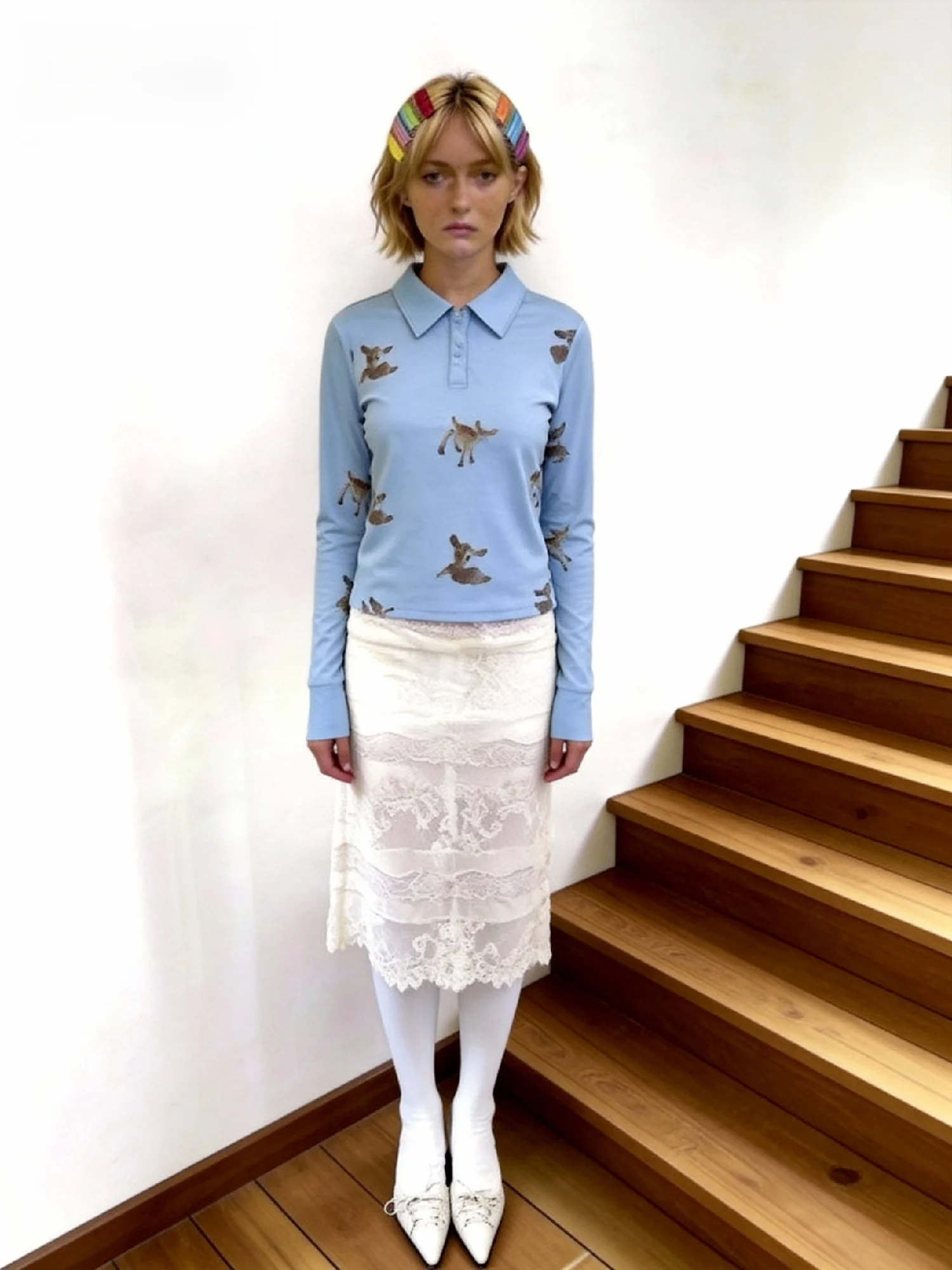 

Женская шелковая футболка EllipsisFolder с принтом оленя, длинным рукавом, свободного кроя, с отложным воротником, премиум-класса, модная коллекция Весна 2026