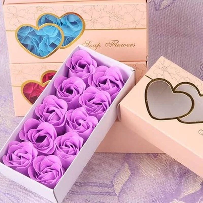 2026 10Pcs/Box Rose Soap Flower Case Scented Rose Flower Petal Bath Body Soap Wedding Party Gift Decoration