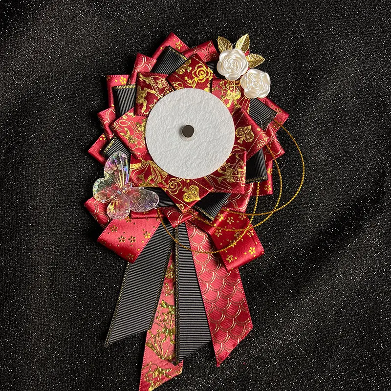 55mm-75mm 1Pcs Ribbon Cosplay Ita Bags Rosette Protection Flower Pin Holder Badge Base Accessoriesray Itabag Decor