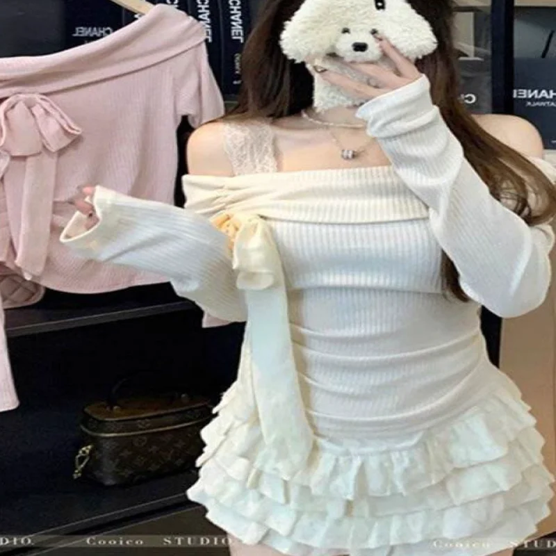 

Модная женская футболка с открытыми плечами и длинным рукавом, весна-осень, в стиле пэчворк, новая модель, облегающая, повседневная, для похудения