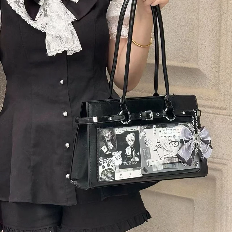 Ita-Tasche mit transparentem Sichtfenster, japanische Lolita-Mädchen-Umhängetasche, Handtasche mit großer Kapazität, süße Anime-Tragetasche – Detail 5
