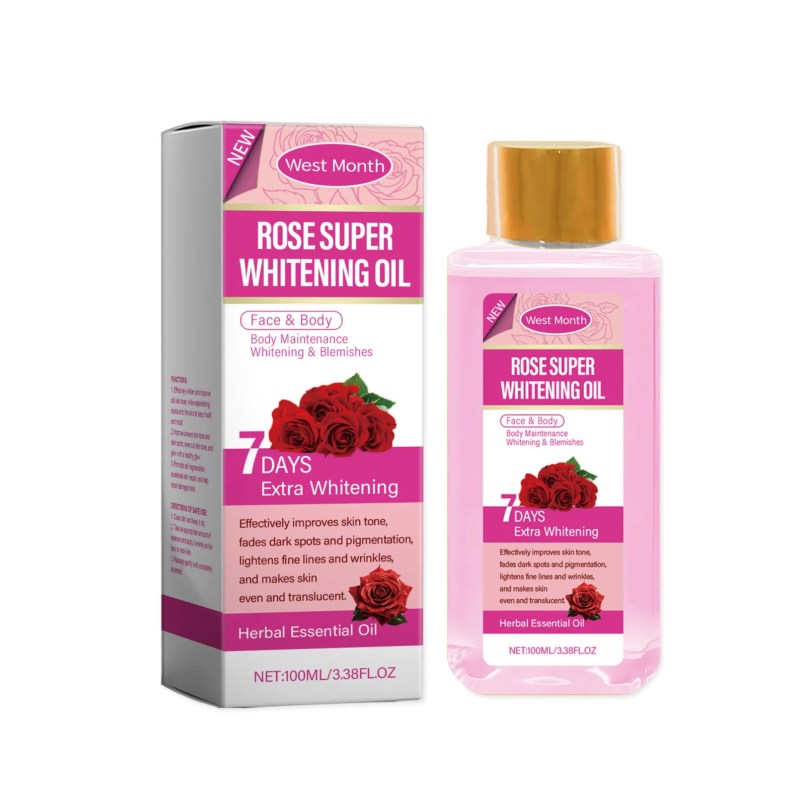 

WestMonth Rose Body Oil Moisturizing Hydrating Hydrating And Purifying Daily Care Soothing Body Rose Oil 3pcs