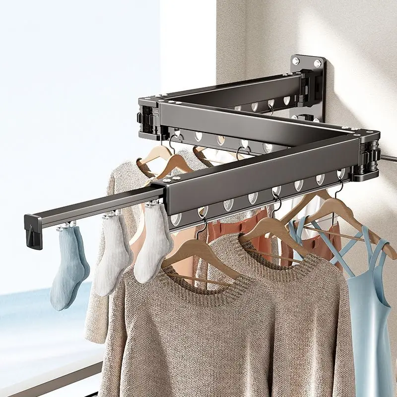 Stendibiancheria pieghevole, stendibiancheria multifunzionale per balcone a parete