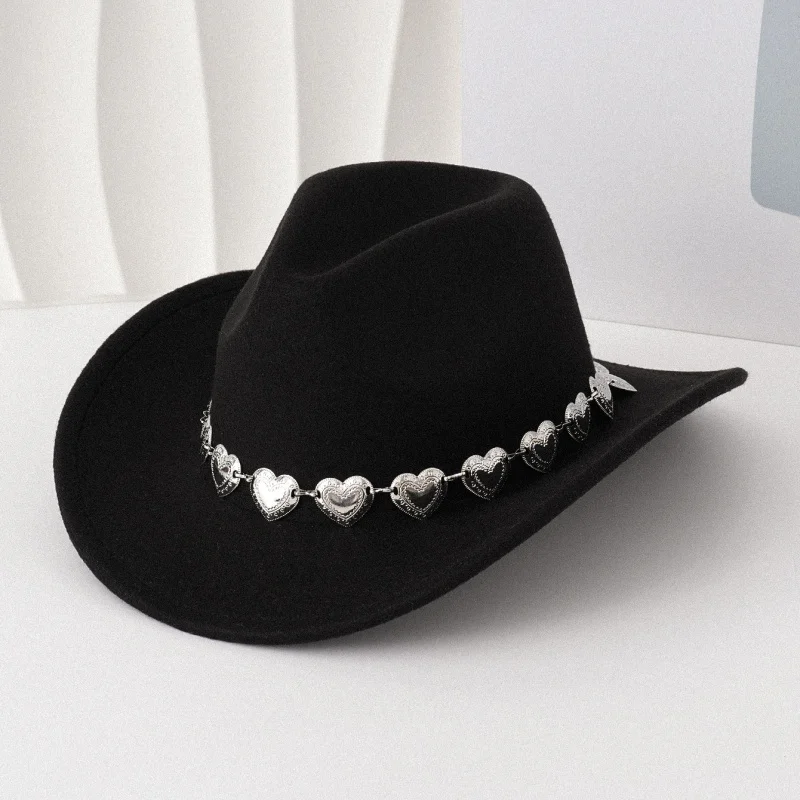 

HongLuan Black Glitter Costume Hat Adult & Cowboy Hats Rhinestone for Woman, Cowboy Cosplay Female Accessories & Cowgirl Cap