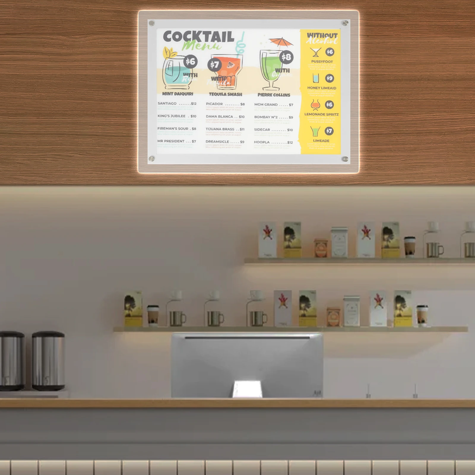 A3 LED Advertising Display Frame Acrylic Led Light Box Signage Sign Holder