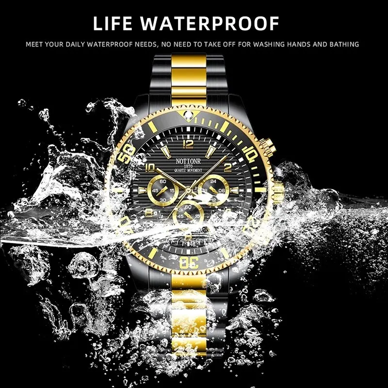 Fashion Mens Watches for Men Sports Waterproof Stainless Steel Quartz Wristwatch Man Business Watch Luminous Clock Montre Homme